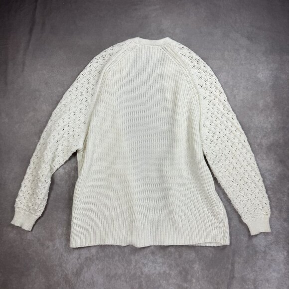 Knox Rose Open Front Knit Cardigan White Textured Design Long Sleeve - Picture 5 of 8
